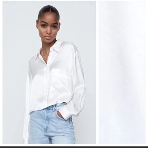 ZARA SATIN CROPPED BUTTONDOWN TOP